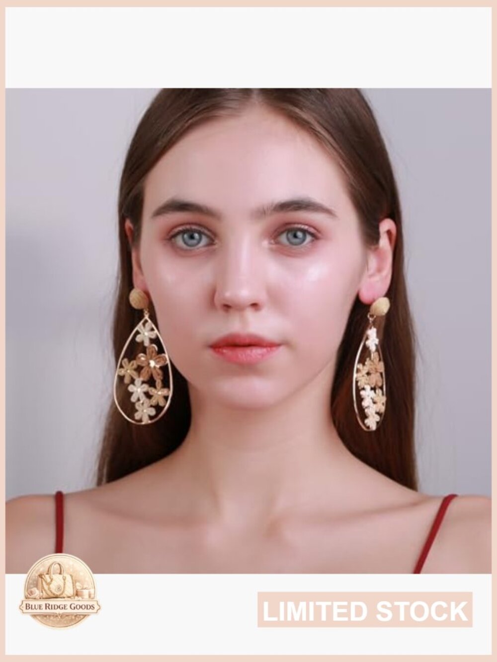 Handmade Raffia Flower Earrings Teardrop Dangle Statement - Picture 2 of 7